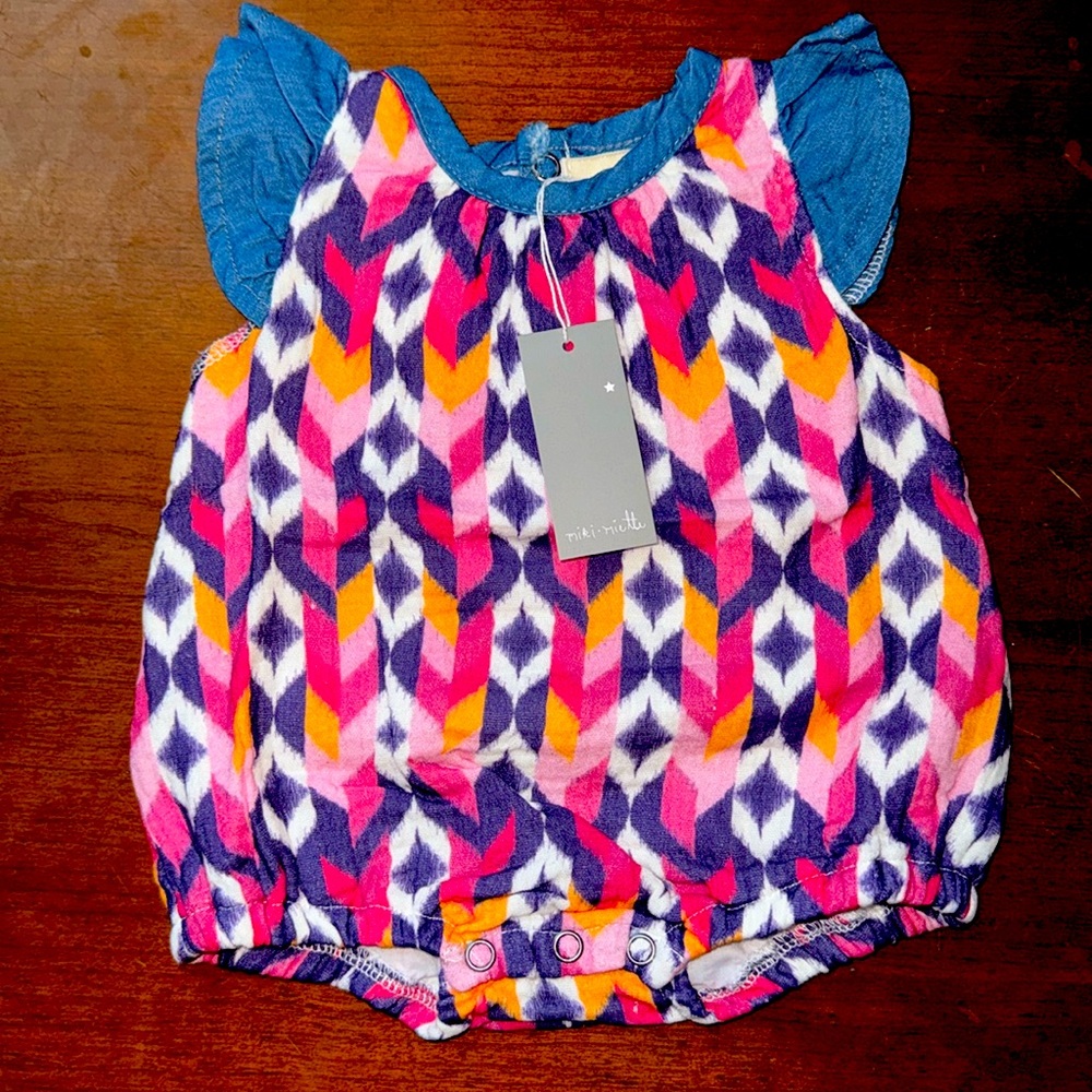 Miki Miette Bubble Romper Onesie NB NWT